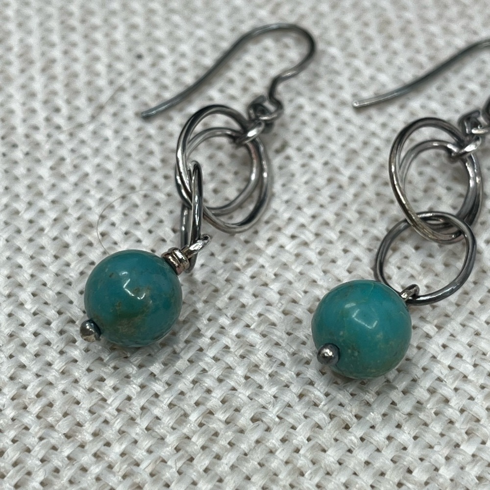 Vintage Whitney Kelly Sterling Silver Earrings with Turquoise Beads - Picture 7 of 16